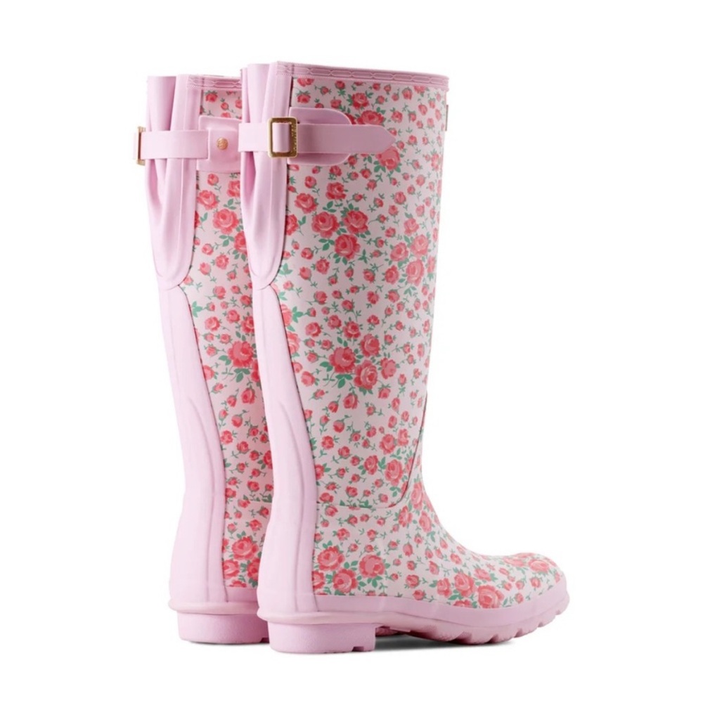 HUNTERxLOVESHACKFANCY Pink Floral Patterned Rain Boots